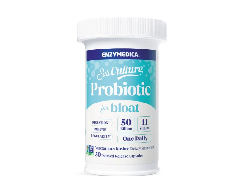 Frasco de Enzymedica Probiotic for Bloat, 30 cápsulas