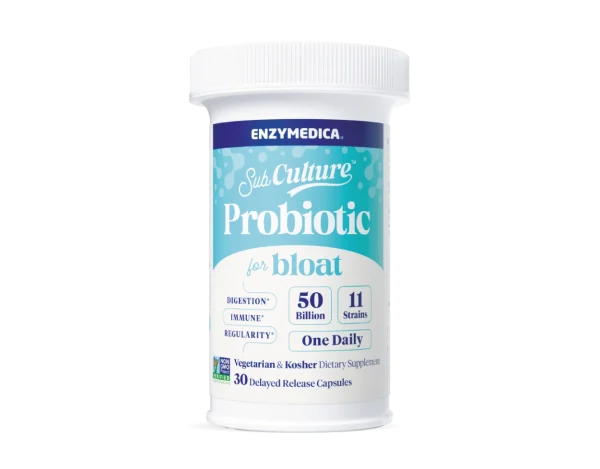 Frasco de Enzymedica Probiotic for Bloat, 30 cápsulas