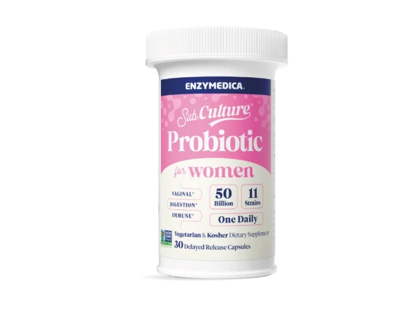 Frasco de Enzymedica Probiotic for Women, 30 cápsulas de 50 mil millones UFC