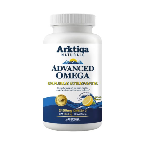 Frasco de Arktiqa Advanced Omega Double Strength, omega 3 en cápsulas blandas