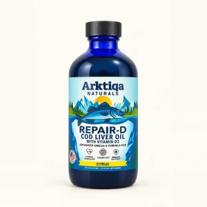 Frasco de Arktiqa Repair-D, aceite de hígado de bacalao con vitamina D3, sabor cítrico, 237 mL