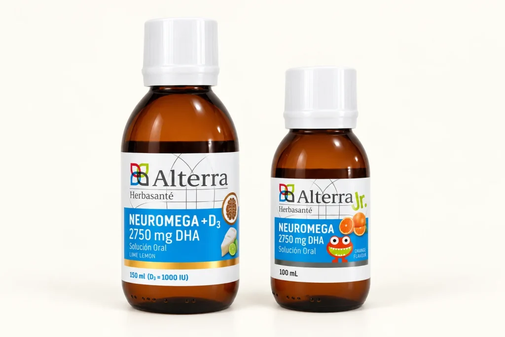 Línea Herbasanté Neuromega: Neuromega + D3 y Neuromega Jr.